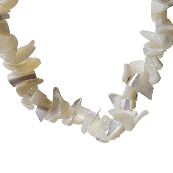 Boho White Mother Of Pearl Chip Bead Chunky Necklace Fashion Jewelry Women - Picture 2 of 5